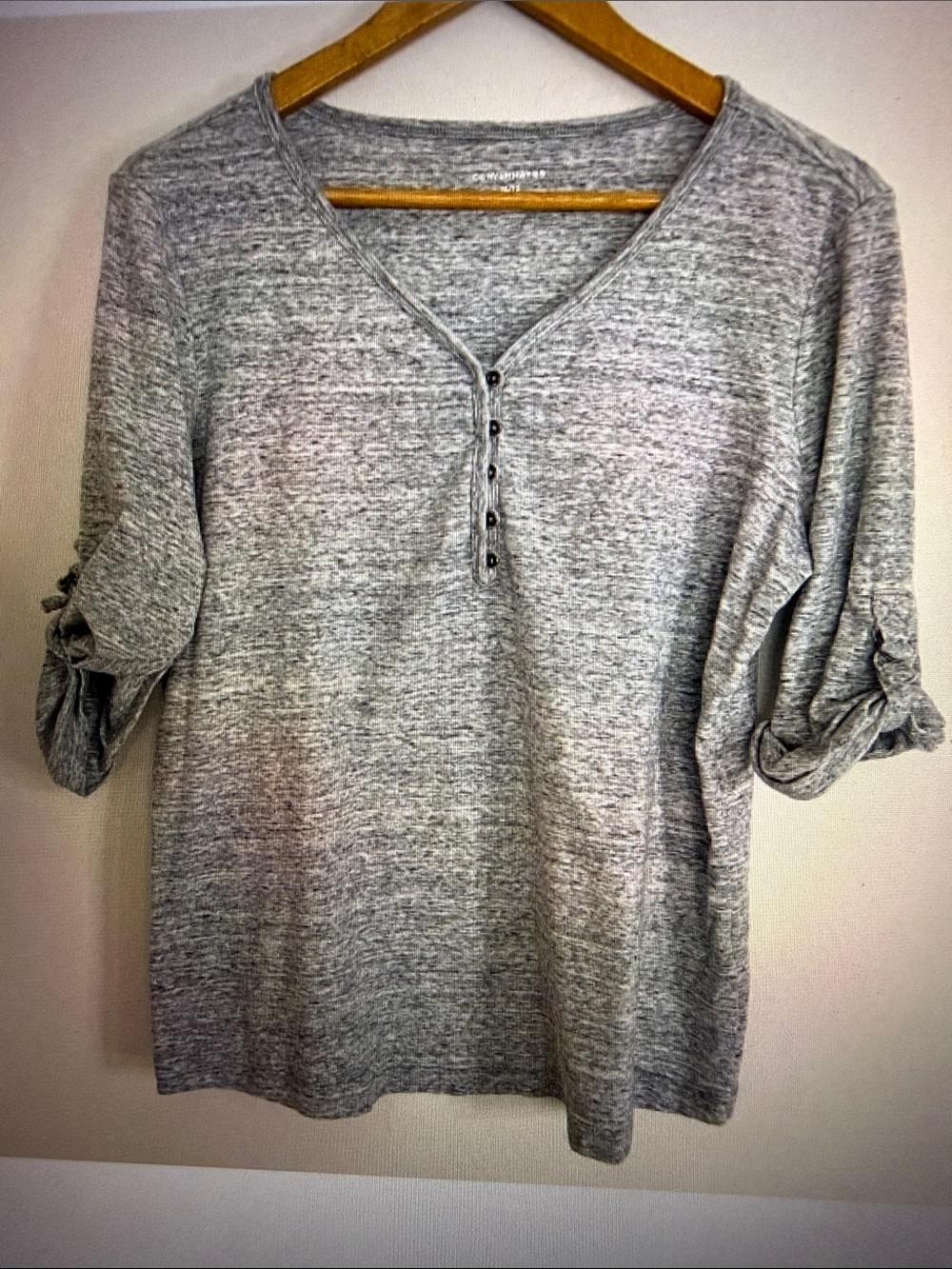 Denver Hayes Woman Blue V Neck 3/4 Sleeve Soft Pullover T Shirt Size XL